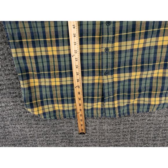 LL Bean Shirt Mens LT Blue Yellow Plaid Flannel Cotton Casual Outdoor Cabincore - Picture 6 of 10